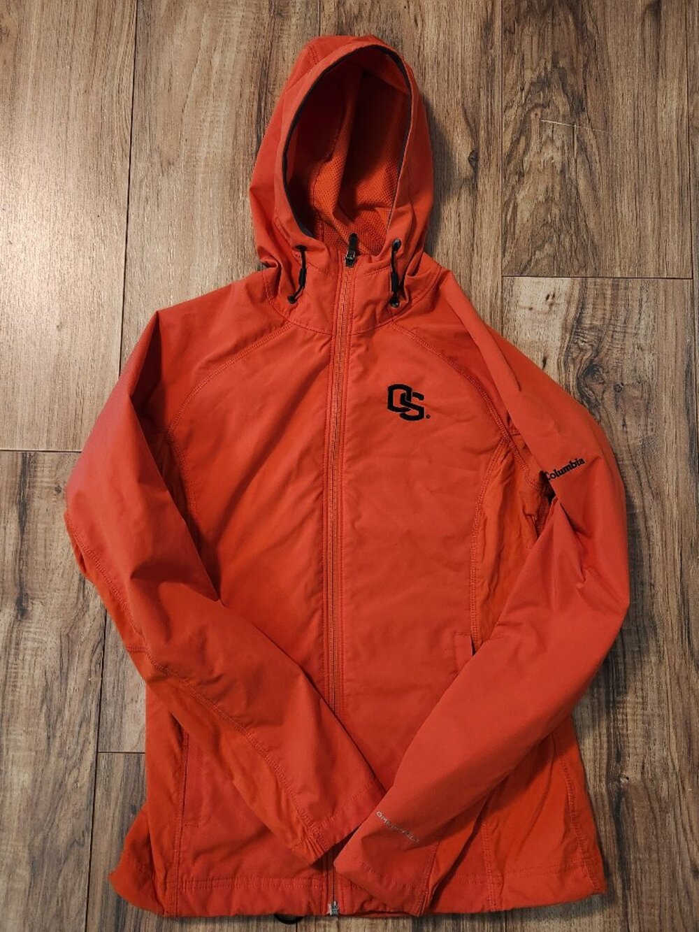 Columbia Womens Small Oregon State Orange Zip Windbreaker Jacket Hooded